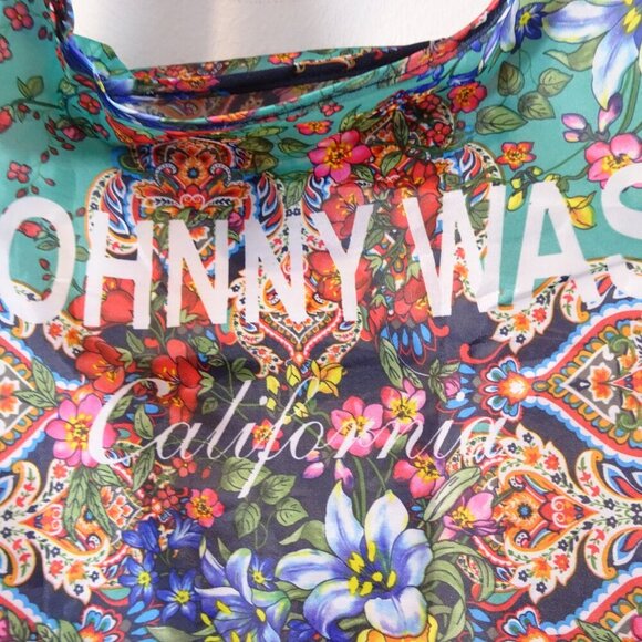 Johnny Was Reusable Nylon Shopping Bag Tote Green Gray - Picture 3 of 5